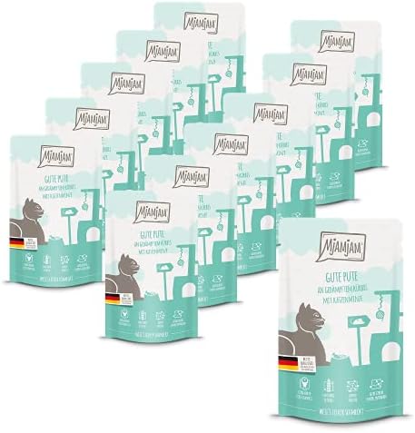 MjAMjAM - premium wet food for cats - Quetschie - juicy chicken with delicious carrots, pack of 12 (12 x 125 g), grain-free with extra meat