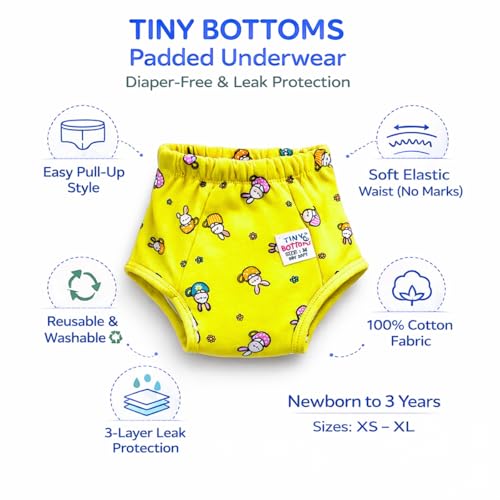 Image of Toddler Potty Training Underwear | 18-36M | 4PCS | Training Pants | Mixed Colours | Soft Cotton Leakproof Potty Training Underwear | Breathable Washable Pants
