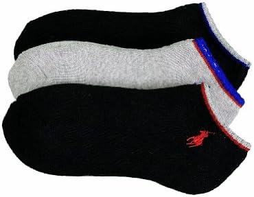 Polo Ralph Lauren Boys 3 Pack Double Stripe Ped Socks (4-7, Black)