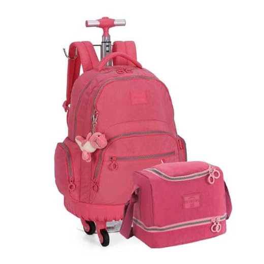 Kit Mochila de Rodinha e Lancheira Crinkle Up4You Ref.47157 (Salmão)