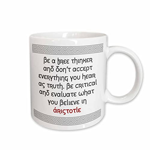 3dRose Quotes - Aristotle - Be a free thinker 11oz Mug
