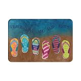 Jedenkuku Beach Colorful Summer Flip Flops Fun Indoor and Outdoor Door Mat Welcome Mat Non-Slip Home