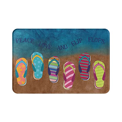 Jedenkuku Beach Colorful Summer Flip Flops Fun Indoor And Outdoor Door Mat Welcome Mat Non-Slip Home Bath Room Decoration Mat Rug Housewarming Gift 23.6In*15.7In #TOP12