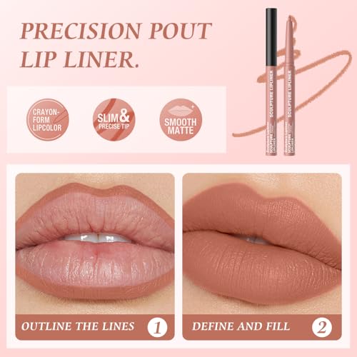 Image of K08 Hxssll 12 Colors Matte Lip Liner Pencil - Long Lasting Waterproof Lip Liner, Smudge Proof Transfer Proof Lip Pencil, High Pigment Lip Makeup for Defining & Filling Lips (08#, 1PCS)