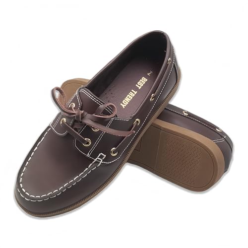 Image of BEST TRENDY Lace-Up Loafers for Women Business Casual Shoes Comfortable & Lightweight Penny Loafers Slip On Work Flats Boat Shoes Women