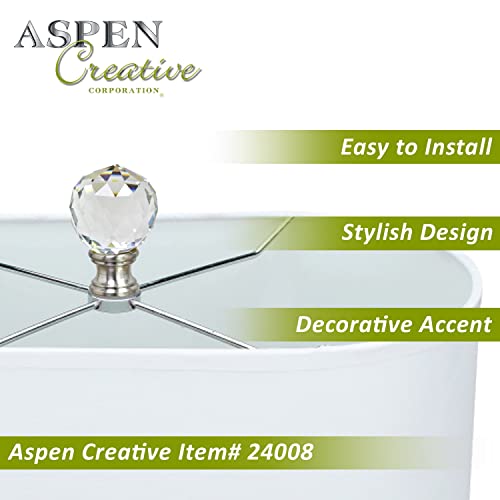 Aspen Creative 24008 Clear Faceted Crystal Lamp Finial In Brushed Nickel Finish, 1 3/4" Tall (1 Pack) #TOP5