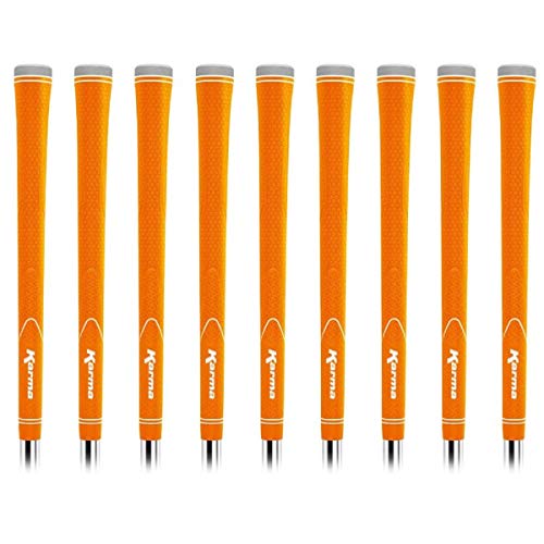 Karma Neion II Golf Grips for Men, Orange, Standard Size, 9 Pack