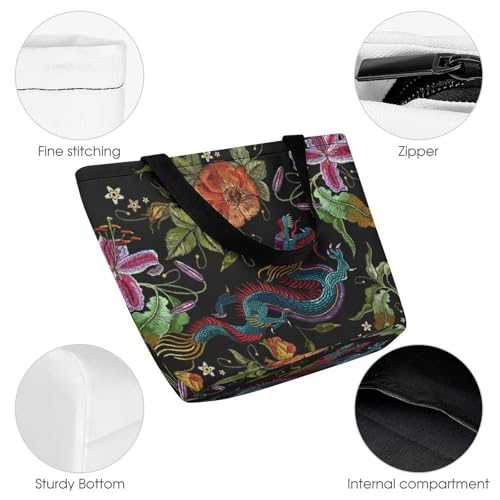 Sac à main dragon coloré de grand format, l'excellence du cabas de voyage - 3