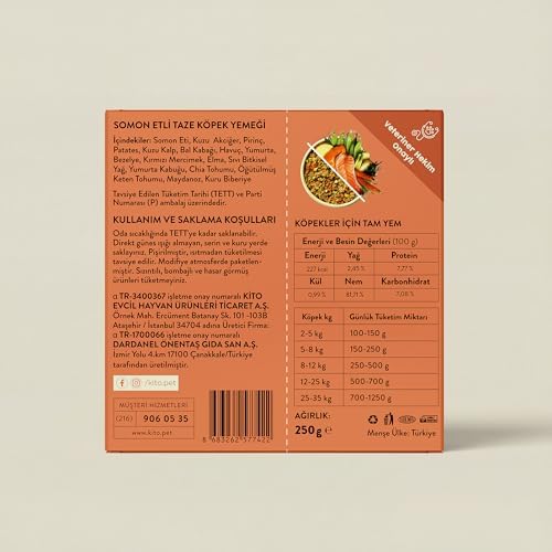Kito Fresh Somon Etli Köpek Yemeği%100 Taze İçerikli Mama 250 gr - Görsel 6