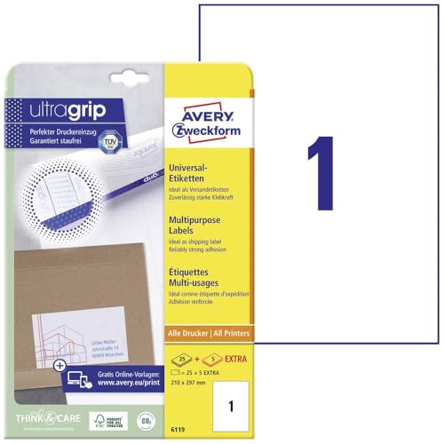 Étiquette universelle pour classeur de bureau 210 x 297 mm