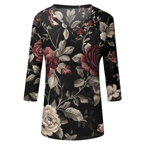 HTHLVMD Womens 3/4 Length Sleeve Tunic Tops Summer Fall Outfits 2025 Three Quarter Sleeve Casual V Neck T Shirts for Women