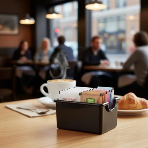 TrueCraftware-Set of 12 Sugar Packet Holder Plastic Black Color -Sugar Caddy Holder for Sweetener Packets Organizer Caddy for Coffee Bar Tea Bag Organizer for Table Restaurant Hotel - Thumbnail 3