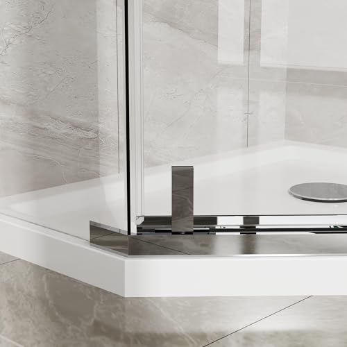Yozma Modern Corner Shower Enclosure-36x36x72 Frameless Pivot Door With Clear Sgcc Tempered Glass, Chrome Finish For Elegant Bathroom Design (1 Door) (1 Doors)