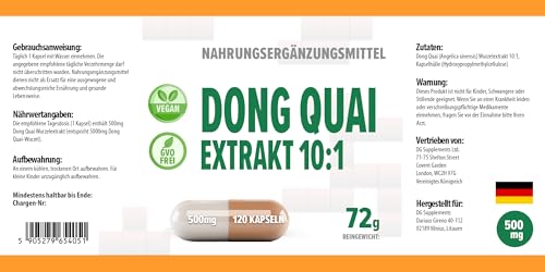 Hepatica Dong Quai 5.000mg Äquivalent | 10:1 Extrakt (500mg) | 120 Vegane Kapseln | Hochdosiertes Frauenwohl & Hormonelle Balance | Laborgeprüft | Nahrungsergänzungsmittel