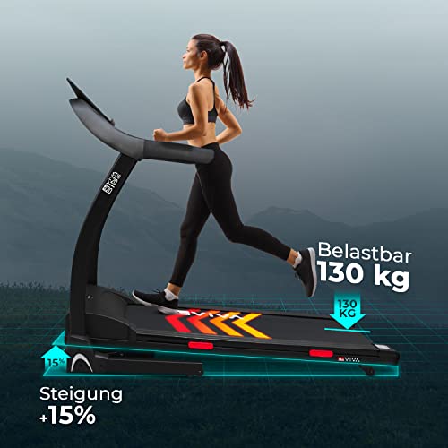 AsVIVA T16 BT Cardio Loopband, hoogwaardige hometrainer, instelbare helling tot 15%, 6-zone dempingstechnologie, 3,5 pk elektromotor, conditietraining, maximale gewichtsbelasting 120 kg - Afbeelding 5