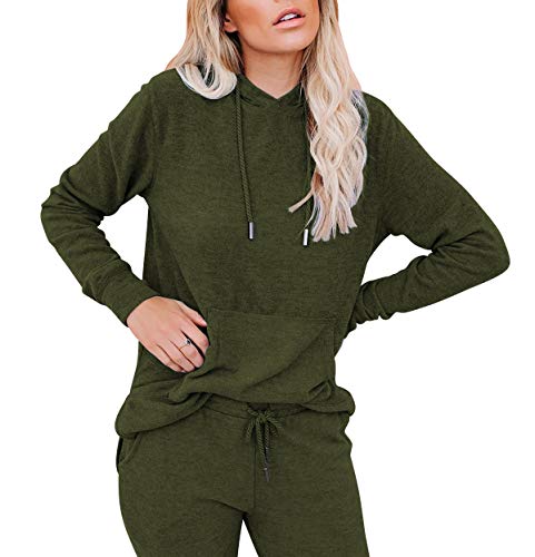 Wanliss Lounge Sets For Women Two Piece Outfits Sweatsuits Sets Long Pant Loungewear Workout Athletic Tracksuits With Pockets (Army Green, Large) #TOP3