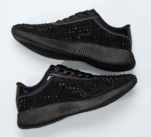 Image of BELOS Women's Glitter Shoes Sparkly Lightweight Metallic Sequins Tennis Shoes Casual Retro Braided Walking Shoes