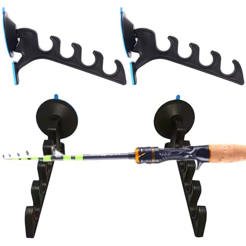 4PCS Plastic Fishing Rod Holder for Car, Adjustable Fishing Pole Rack with Suction Cups for Truck SUV Wagons or Window