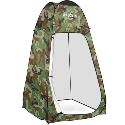 Image of AKOZLIN Portable Pop Up Shower Privacy Shelters Instant Tent Dressing Changing Outdoor Camping Toilet Tent Camouflage Green