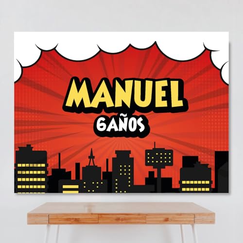 Cartel Personalizado SuperHeroes Style 100x80 cm, Pancarta Cumpleaños, Decoracion SuperHeroes Style