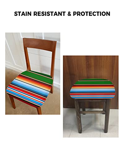 Mexican Serape Colorful Stripes Seat Covers For Dining Chairs, Stretch Kitchen Chair Slipcovers, Rainbow Parallel Lines Dining Room Chair Covers Removable Office Chair Cover Protector Set Of 6 #TOP5