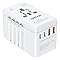 220V to 110V Universal Travel Adapter Voltage Converter, VINTAR 2000W International Travel Adapter for Hair Dryer with 2 USB A and 2 USB C, Step Down Power Converter for US EU UK AUS White