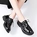 QHH Black Oxford Shoes for Women Womens Oxford Shoes Lace-Up Patent Leather Flat Non-Slip Oxfords Shoes Fashion Classic Business Casual Comfortable Dressy Office Work Shoes for Women's Ladies US 7.5