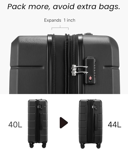 YOETEY 22x14x9 Carry On Luggage for Airplanes - Expandable Hard Shell Suitcases for Travelling, Lightweight, TSA Lock (Black, 20 Inch) image 7