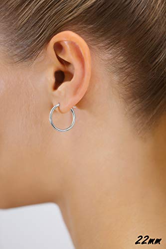 Image of 14k White Gold Classic Round Hoop Earrings
