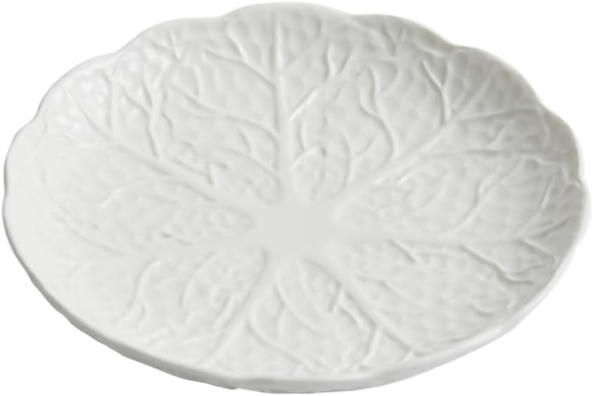 Ceramic White Cabbage Plate Serving Plate for Dinner Steak Salad Dessert Appetizer-10.0 Inch
