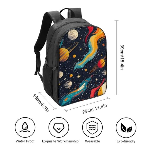 Mochila portátil universitaria impermeable con estampado galaxy escolar 2