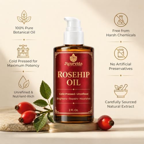 Image of Rosehip Oil for Face & Skin | Cold Pressed Rosehip Seed Oil for Glowing Skin, Brightening Dark Spots Acne Scars & Pigmentation - 60 ml