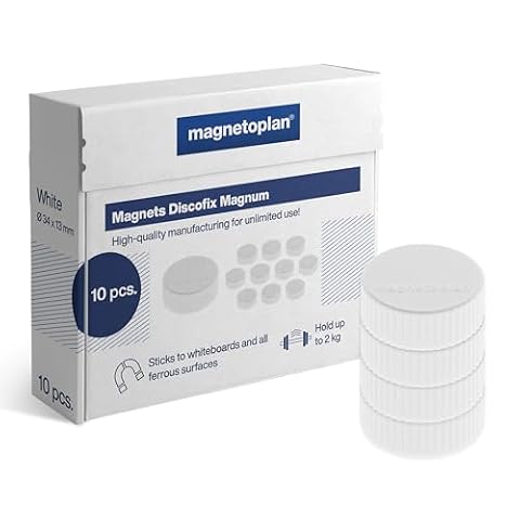 Magnum, uchwyt magnetyczny, średnica 34 x 13 mm, 10 sztuk, biały