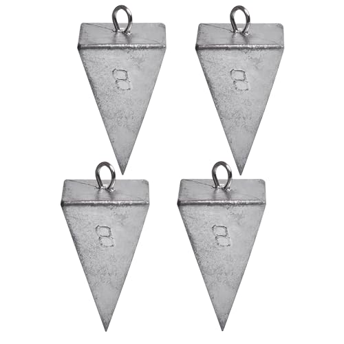 Pyramid Sinkers Fishing Weights Saltwater Bullet Fishing Weights Pyramid Sinkers Ocean Surf Fishing Gear Catfish Tackle Fishing Weights Sinker(8oz-4pcs)