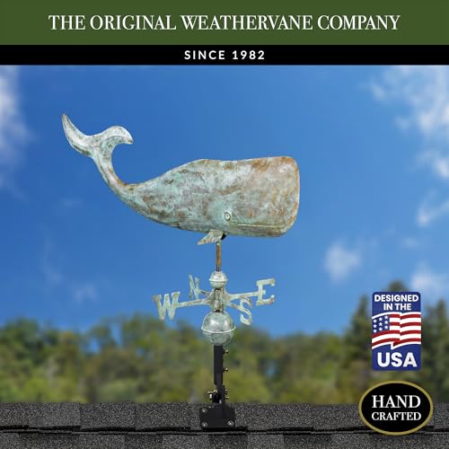 Good Directions Pure Copper 37\" Whale Weathervane, Includes Adjustable Roof Mount for Easy Installation - Blue Verde Copper - Thumbnail 2