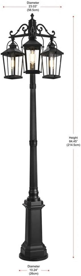 Pemberly Row Contemporary Outdoor Post Light with Pole, 84" Tall, Black Metal Finish, Durable Modern Design for Gardens, Walkways, Patios, Elegant Exterior Illumination