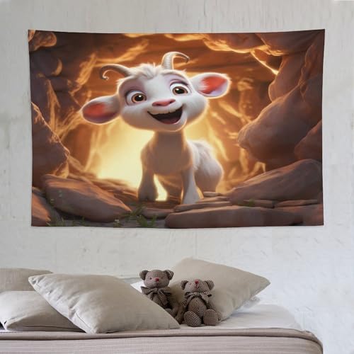 Tapisserie murale chèvre PAZZK 150x230cm pour décoration de chambre