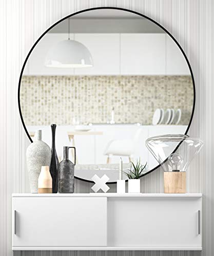 Ushower 2-Pack Black Round Circle Bathroom Mirrors 24-Inch For Wall Decor With Metal Frame, Bathroom Vanity Mirror, Entryway Mirror #TOP6