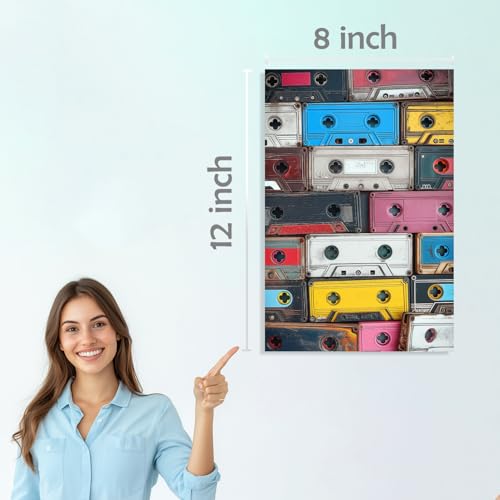 Image of SiddArtify Retro Cassette Tapes and Boomboxes Art Print Set - 300GSM Board - 8x12 Inch - Pack of 6 Wall Room Decoration art Poster Prints