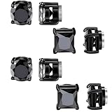 Aretes magnéticos compactos de 8 mm para hombres y mujeres, aretes de acero inoxidable con circonita cúbica brillante, aretes falsos sin perforación, cómodos de llevar, aretes magnéticos falsos para