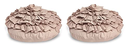 Confezioni Giuliana Lot de 2 coussins d'ameublement, fleurs, ronds, avec rembourrage Shabby Chic Rose Cover