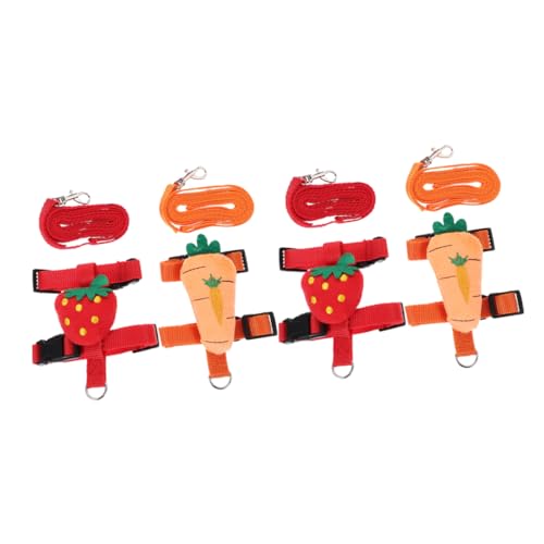 Abaodam 4Pcs Adjustable Bunny Rabbit Harness Leash Set for Small Pets Cartoon Vest for Kittens Puppies Cats Lightweight Walking Rope Fit for Comfort and Control