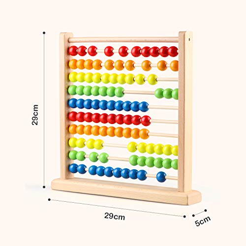 Joqutoys Wooden Abacus for Kids Math, Educational Counting Frames Toys 100 Beads Baby Abacus for Kids Montessori Gifts Abaco Matematicas para Niños - Thumbnail 7