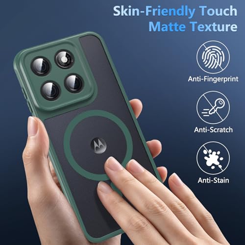 Image of For Motorola Edge 2026 Case,Magnetic [38 N52 Magnets] Military Grade Drop Protection moto edge 2026 case-Full Camera Protection Slim Matte Anti-Slip Phone Cover Protector For Motorola Edge 2026, Green