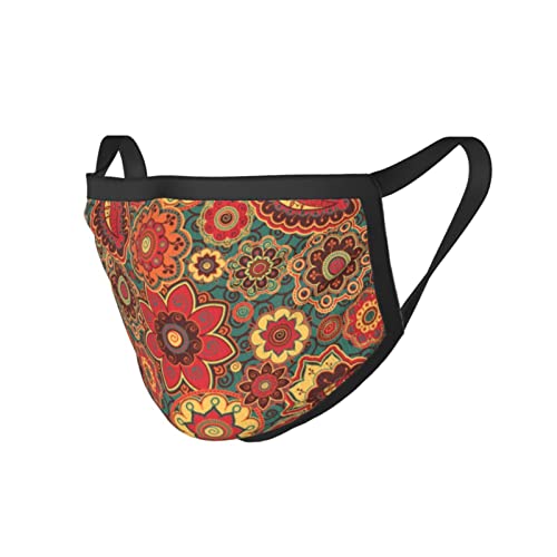 3 Pack Christmas Face Retro-Colored-Paisley-Ornament Mask,Adjustable Windproof Bandana,Reusable Mouth Cover,Unisex Adult Scarf Black #TOP7