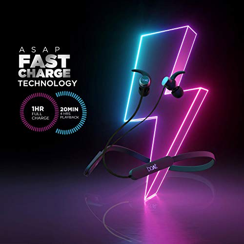 Image of Boat Rockerz 255 pro: Made in India in-Ear Bluetooth Neckband Earphones with Mic(Active Black Indi)