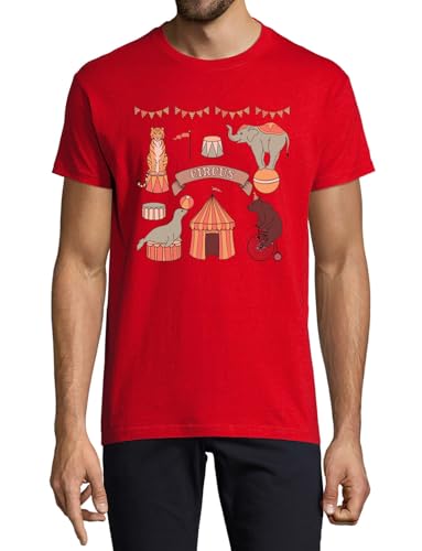 T-shirt homme rouge Circus Artist en coton, idéal pour un look urbain et décontracté