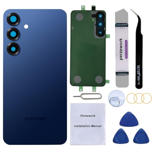 Perzework Rear Back Glass Replacement for Samsung Galaxy S25 6.2-inches with Reparing Toolkit (Navy)