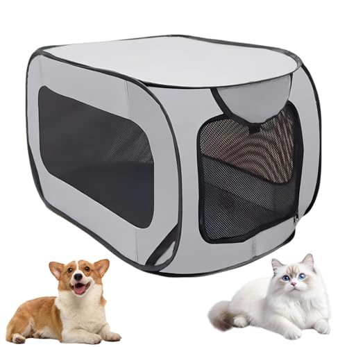 Tragbarer Käfig für Hunde und Katzen im Auto, Hundebox Faltbar Welpenauslauf Faltbar Laufstall Hund, Haustier-Laufstall für Kleine Hunde Katzen Kleintiere im Auto Drinnen Draußen, 94 x 53 x 53 cm