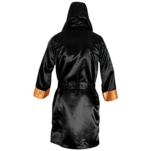 Cleto Reyes Satin Boxing Robe With Hood - Large - Black/Gold #TOP1